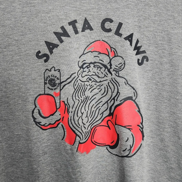 Christmas Short Sleeve Shirt Funny Santa Claws Letter Print Graphic Tee Size XL - Picture 1 of 5